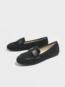 Women’s Black PU Leather Loafers Slip On Flats Comfortable Office Casual Shoes