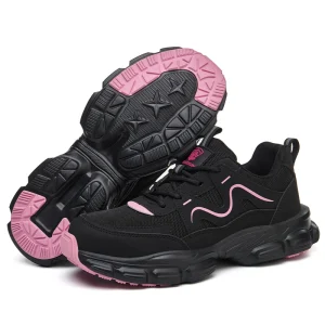 Women’s Black Steelhead Safety Work Boots with Midsole Breathable Mesh Lining EVA Outsole All Seasons