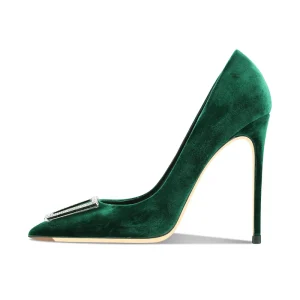 Women’s Black Suede High Heels Pumps Casual Dress Shoes with Slip-On Closure for Office Use in Summer