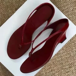 Women’s Boho Vacation Square Toe Wedge Heel Flip flops Thong Strappy Leather Summer Beach & Holiday Sandals