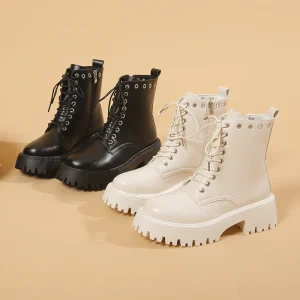 Women’s Boots Lace up Fashion Trendy Zipper Buckle Style Platform for Women Shoes