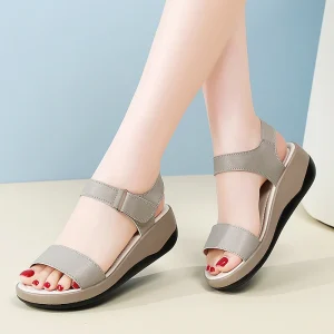 Women’s Breathable Light Weight Wedge Sandals Comfortable Platform Adjustable Velcro Strap Non Slip Soft Sole Outdoor Summer