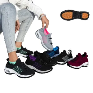 Women’s Breathable Lightweight Anti-Slip Comfort Soft Flexible Slip-On Closed Toe Fabric Mesh Shoes Spring Summer Autumn Winter