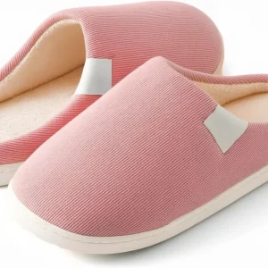 Women’s Breathable Memory Foam Slippers Cozy Warm Indoor Outdoor Anti-Slip Rubber Sole Pink 9-10