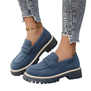 Women’s Breathable Spring Outdoor Jogging Heightened Anti-slip Faux Suede Upper Rubber Sole Single Shoes