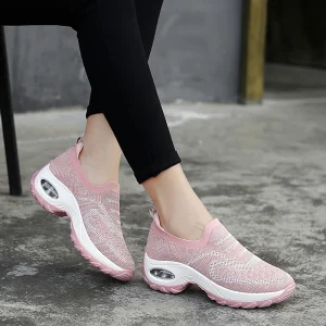 Women’s Breathable Walking Mesh Platform Sport Shoes Gym Vulcanized Shoe Black Purple