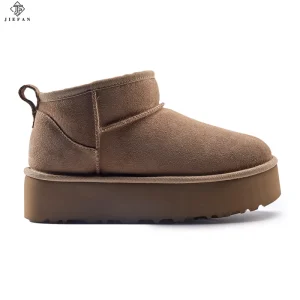 Women’s Breathable Winter Suede Ankle Boots with Fur Round Toe Thermal Snow Boots for Autumn Season