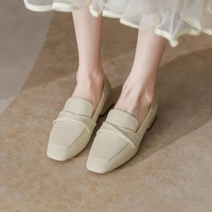 Women’s British Style Loafers Comfortable Slip-On Shoes with Thick Heels for Winter Season
