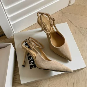 Women’s Brown Suede Open Toe High Heel Sandals