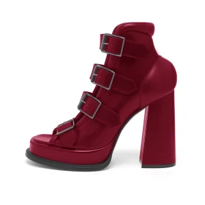 Women’s Buckle Belt Open-toe Chunky High-heeled Sandals Sexy Summer Platform Sandals Breathable High-heeled Sandals