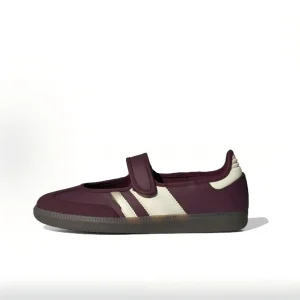 Women’s Burgundy Mary Jane Flats White Stripe Comfortable Casual Daily Gum Sole Mesh Lining All Seasons Shoes