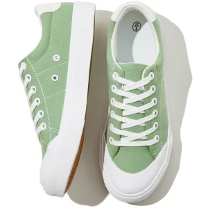Women’s Canvas Shoes Low Top Canvas Sneakers Lace Up White Tennis Shoes Casual Walking Shoes for Women