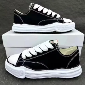 Women’s Canvas Sneakers High Street Low-Top Board Casual Shoes Dissolve Sole Black Breathable Height Increasing EVA