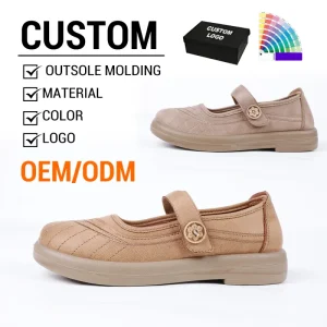 Women’s Casual All-day Comfort Shoes Leather Mary Jane Low Heel All-match Anti-slip Daily Footwear Custom Logo