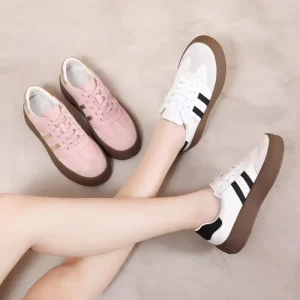 Women’s Casual Board Shoes for Winter Fashionable Lace Up Sneakers Rubber Outsole for Walking