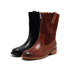 Women’s Casual Calf Boots High Heel Waterproof Lightweight Rubber Outsole Winter