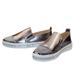 Women’s Casual Comfort Flats Lace Up Loafers with Rhinestone Closed Toe Platform Shoes Anti Slip for Spring Summer Winter
