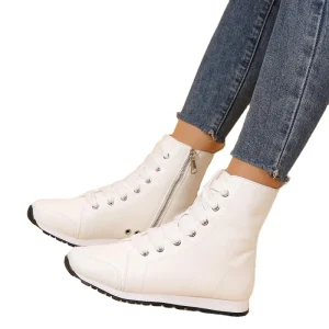 Women’s Casual Comfort Soft PU Lace-Up Ankle Boots Winter Warm Fashion