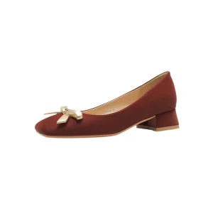 Women’s Casual Comfortable Square Head Low Heels Breathable Light Bow Outdoor Shoes