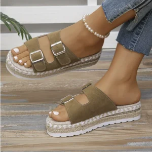 Women’s Casual Cross-Strap Flat Slippers Comfortable Classic Platform Wedge Fashionable Sandales