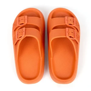 Women’s Casual Double-Buckle Slide EVA Sandals Breathable Outdoor Fashionable Pillow-Feeling Thick Bottom for Anti-Slippery