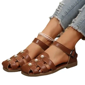 Women’s Casual Fashion Flat Sandals Soft and Comfortable Classic Lightweight Design with One Line Buckle