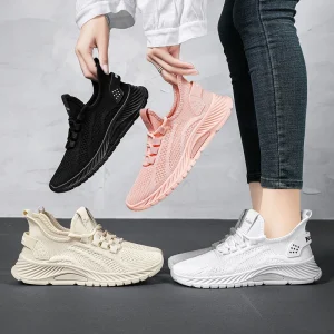 Women’s Casual Fashion Sneakers Soft Sport Running Shoes with Fly Knit Upper Material for Autumn Walking