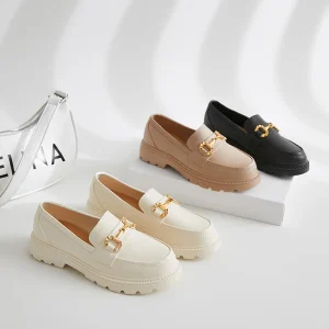 Women’s Casual Flat Loafer New Fashion Wedge Walking Shoes Thick Soled Low Top Shallow Mouth Platform Brogue Shoes