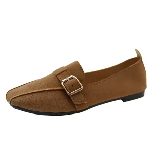 Women’s Casual Flat Shoes Comfortable Light Ballet Flats Closed Toe Slip On Trendy Microfiber Upper Solid Pattern Summer Spring