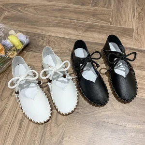 Women’s Casual Flat Shoes PU Upper Rubber Sole Slip-On Closure Breathable Anti-Slip Lightweight Comfort Round Toe