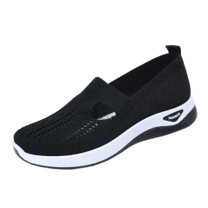 Women’s Casual Flat Shoes Summer Comfortable Sports Walking Style Cushioning Breathable Anti Slip Lace Up Closed Toe Outdoor Use