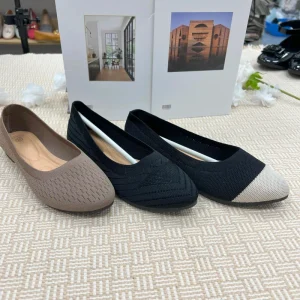 Women’s Casual Flats Shoes Mesh Fabric Elastic Canvas Office Shoes Comfortable Customizable Ballet for Women & Ladies