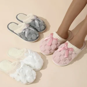 Women’s Casual Indoor Home Slippers Comfortable Warm Plush Lining Cotton Slippers