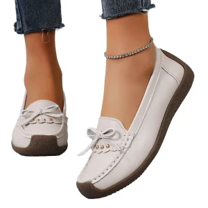 Women’s Casual Loafers Comfortable Soft Sole Flat Shoes with Soft Surface Large Size Moccasins for Mom for Autumn
