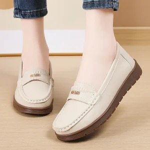 Women’s Casual Loafers Lightweight Durable PU Upper Breathable Lining Comfortable Daily Wear All Seasons Shoes