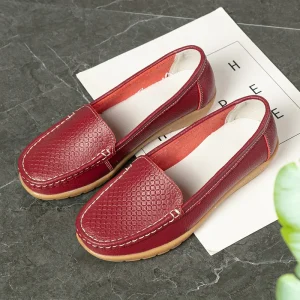 Women’s Casual Loafers Solid Pattern Soft Pigskin Midsole Slip-On Large Size Single Shoes Summer Autumn Fashion