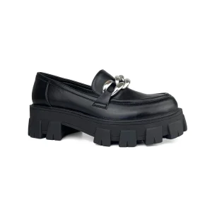 Women’s Casual Retro Style Commuter Flat Loafer Trend Shoes Black Wedge Outsole Walking Block Platform Shoes for Girls