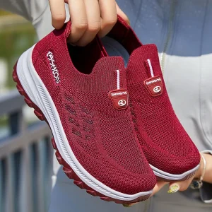 Women’s Casual Running Shoes with Flying Woven Design Soft Sole Breathable Comfort for Spring Autumn Walking and Jogging