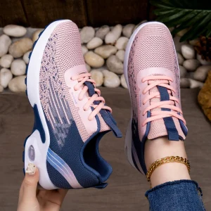 Women’s Casual Running Sneakers for Upper Breathable Lightweight Korean Style Large Size Athletic Shoes Lace Up