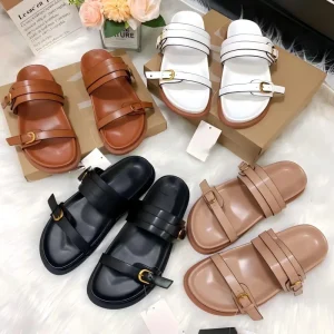 Women’s Casual Sandals Double Buckle Thick Soled Slippers