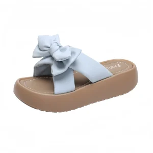 Women’s Casual Sandals Thick Bow Lightweight Versatile Fairy Style Slide Slipper Women’s Beach Sandals