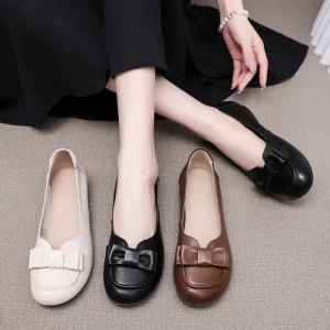 Women’s Casual Shoe Leather Dress Shoe Large Shallow Mouth Flat Girl Shoe Loafer Shoe