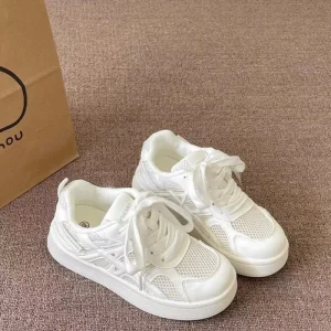 Women’s Casual Shoes Thick Sole Lightweight White Summer Walking Shoes Spring Height Increasing Casual All Match Shoes