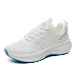 Women’s Casual Shoes White Lace Up Fly Knit Running Autumn New Breathable Height Increasing Fashionable Sports Shoes