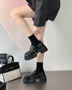 Women’s Casual Shoes with Fashion Buckle Embellishments Non Slip Thickened Sole for Work & Daily Wear