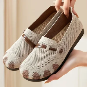 Women’s Casual Slip-On Flat Mesh Shoes Breathable Light Weight Design Walking Style Casual Shoes