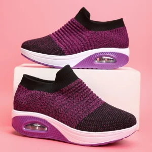 Women’s Casual Slip On Shoes Fashion Trend Breathable Fabric Cushioning Comfort Flexible Lightweight Summer Autumn Shock