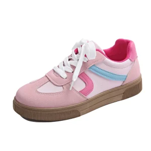 Women’s Casual Slip-On Sneakers in Light Blue Magenta with Gum Sole Breathable Comfort Fit Pink Suede Upper for Daily Wear