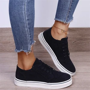 Women’s Casual Sneakers Brogue Detail Chunky White Sole Lace Up Design Plus Size Available Stylish Daily Wear Shoes for Women