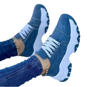 Women’s Casual Sneakers Lace-Up Single-Layer Walking Style Low-Top Thick Bottom Fashion Trend Shoes